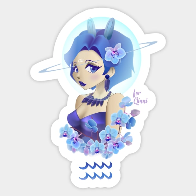 Aquarius Astrobunny Bust Sticker by astrobunny